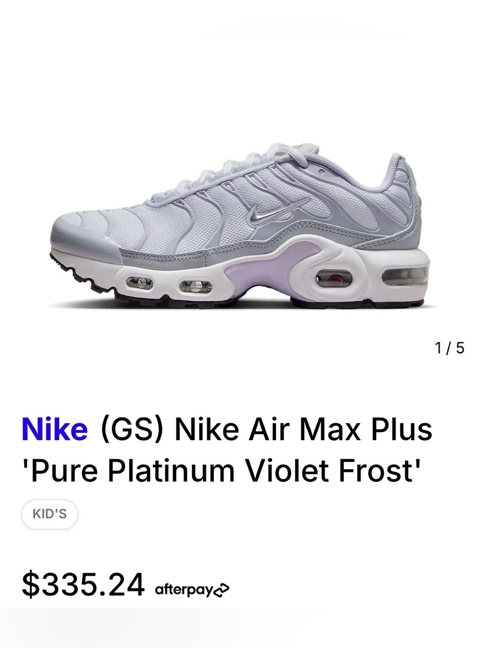 Nike - (GS) Nike Air Max Plus 'Pure Platinum Violet Frost'